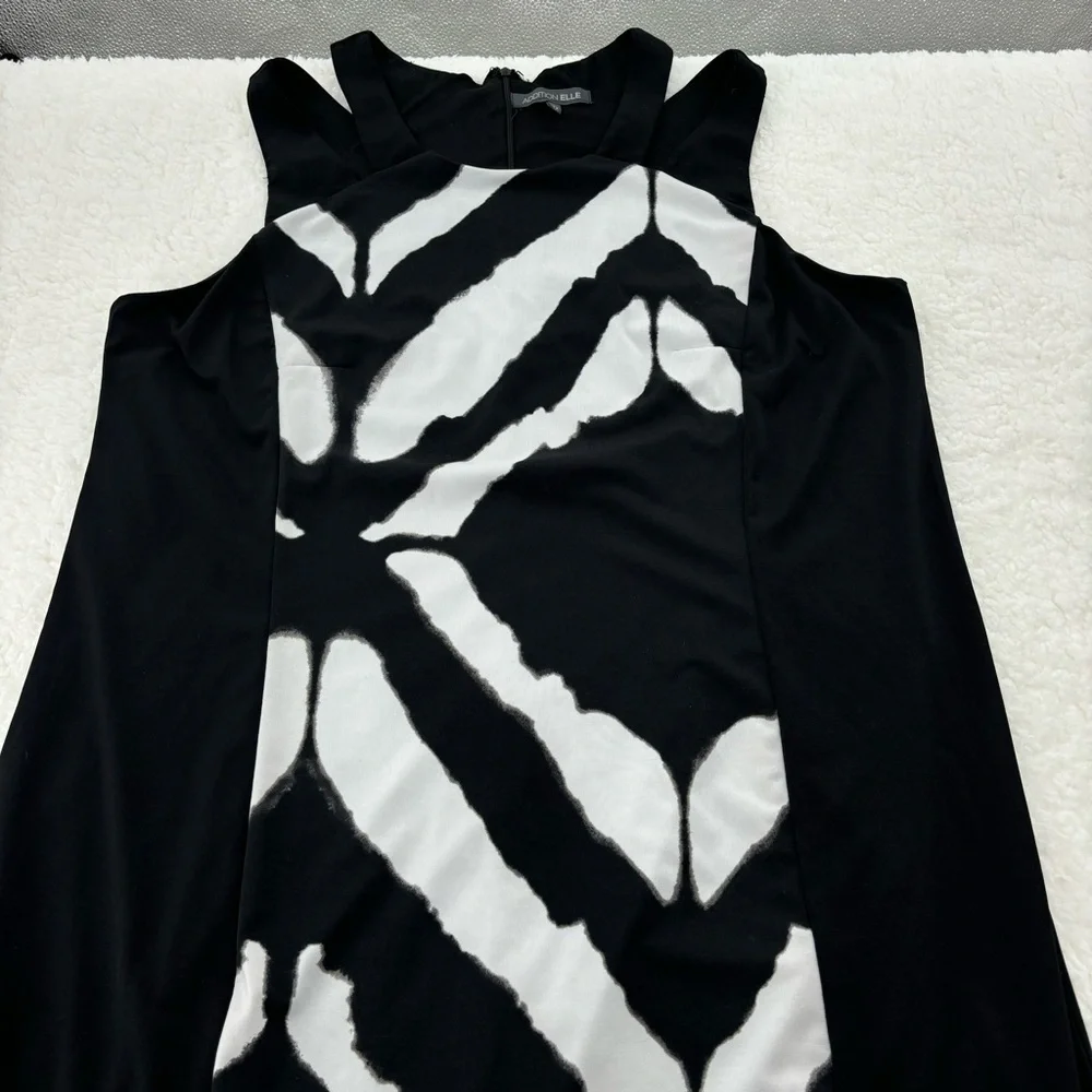 Addition Elle 1X Black Sleeveless Midi Dress with White Geometric Design - Picture 4 of 16
